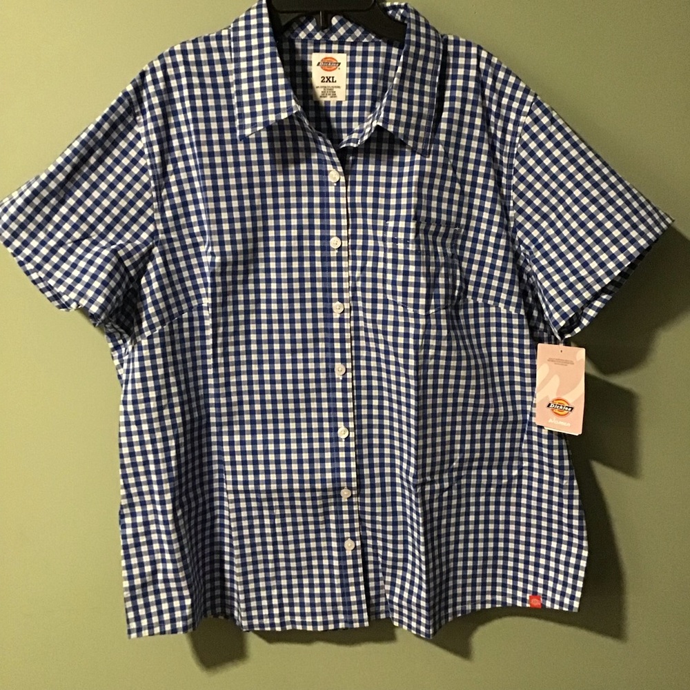 Dickies Women Stretch Short Sleeve Poplin Shirt Size 2XL NWT - Picture 1 of 8